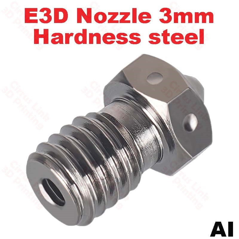 High-quality E3D V5/V6 steel nozzle, M6 threaded for 1.75/3mm filaments.