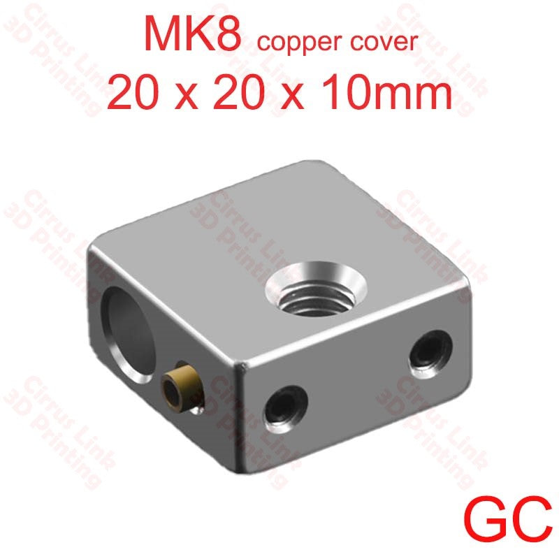 Heating Block MK8 (20X20X10) mm for versatile heating. Choose from 3 different types.