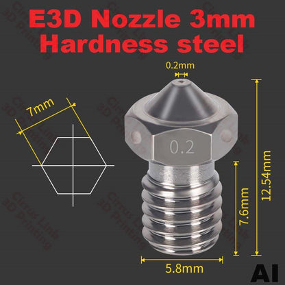 Highly durable hardened steel M6 threaded nozzle for 1.75/3mm filaments - Nozzle E3D V5 V6