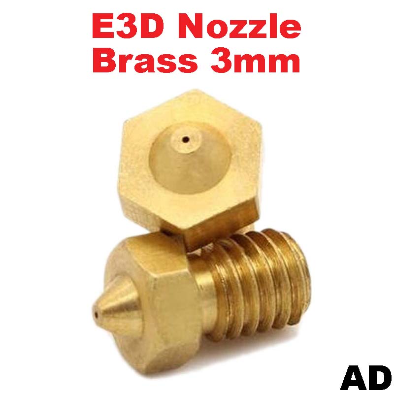Nozzle E3D V5 V6 Brass M6 threaded nozzle for 1.75/3mm - High-quality brass nozzle for E3D V5 and V6 hotends. M6 thread, compatible with both 1.75mm and 3mm filament sizes.
