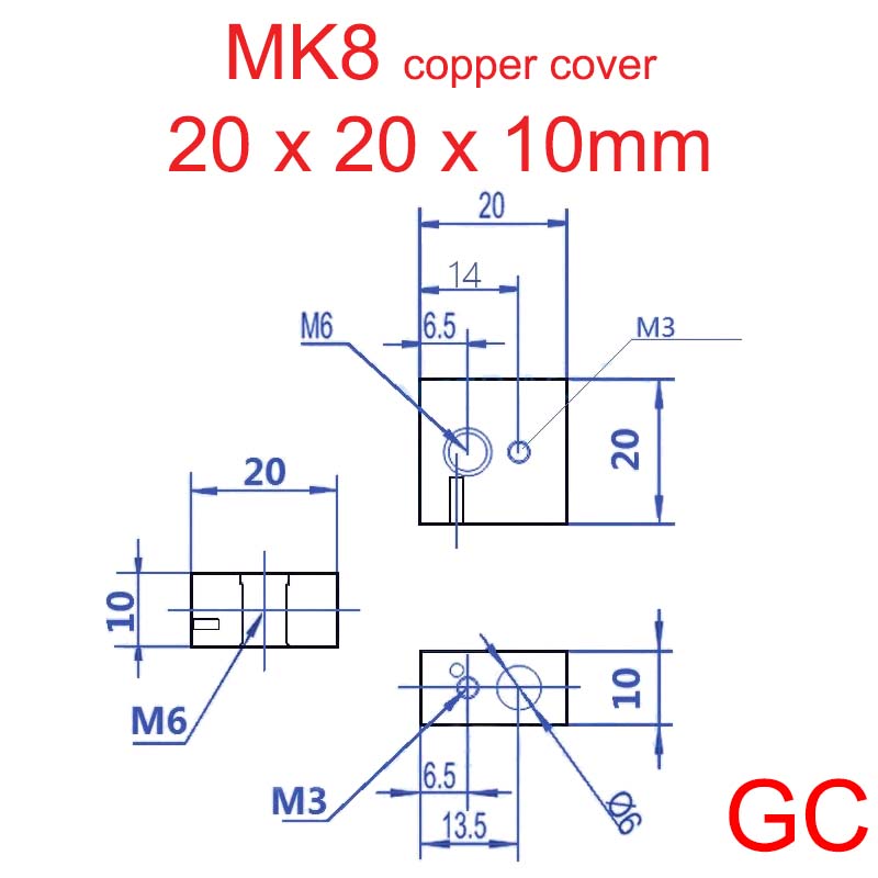 Get this, "MK8 3D printer heating block" today in Perth.