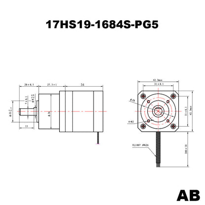 Stepper Motor Nema 17 17HS19-1684S-PG5 -AB.