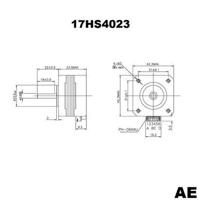 High-performance Nema 17 stepper motor, 17HS4023 (Titan Motor) -AE, for precise and efficient motion control.