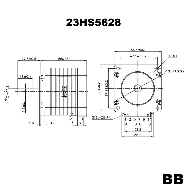Stepper Motor Nema 23 23HS5628 - BB: High torque, precise control, and reliable performance.