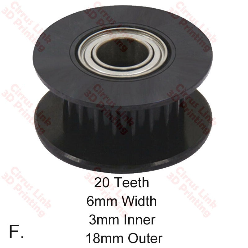 20 Teeth 6mm Width 3mm Inner 18mm Outer GT2 Idler Pulley Wheel