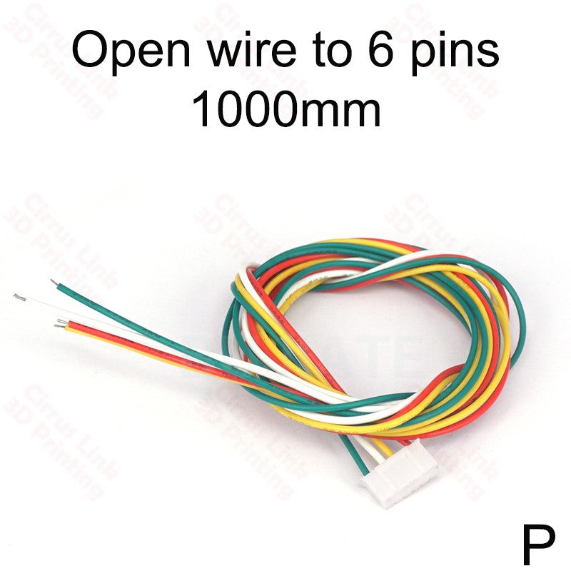 Stepper Motor Cable 6 pins XH2.54 Female to Open Wire - High-quality connector for precise motor control.