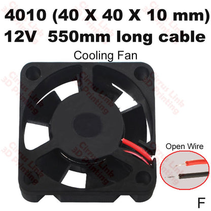 Cooling Fan 4010 40x40x10mm 12V 550mm - Efficient and reliable cooling solution for your electronic devices.