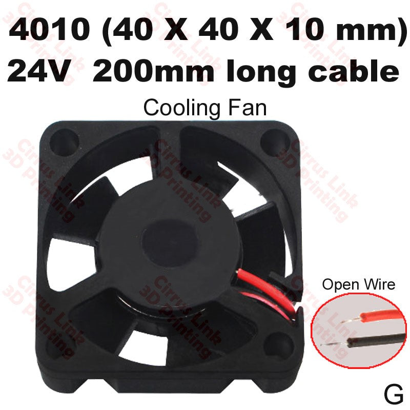 Cooling Fan 4010 40x40x10mm 24V 200mm - Efficient cooling solution for electronics.