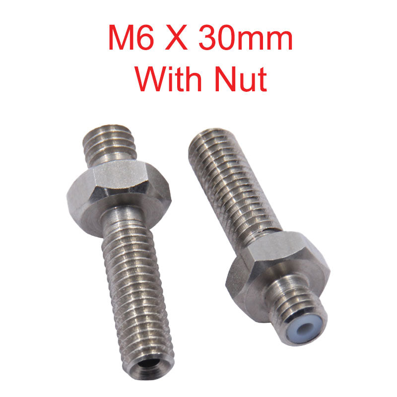 Throat MK8 Threaded with NUT M6 X 30mm long - High-quality throat with threaded nut for secure fastening. 30mm length.