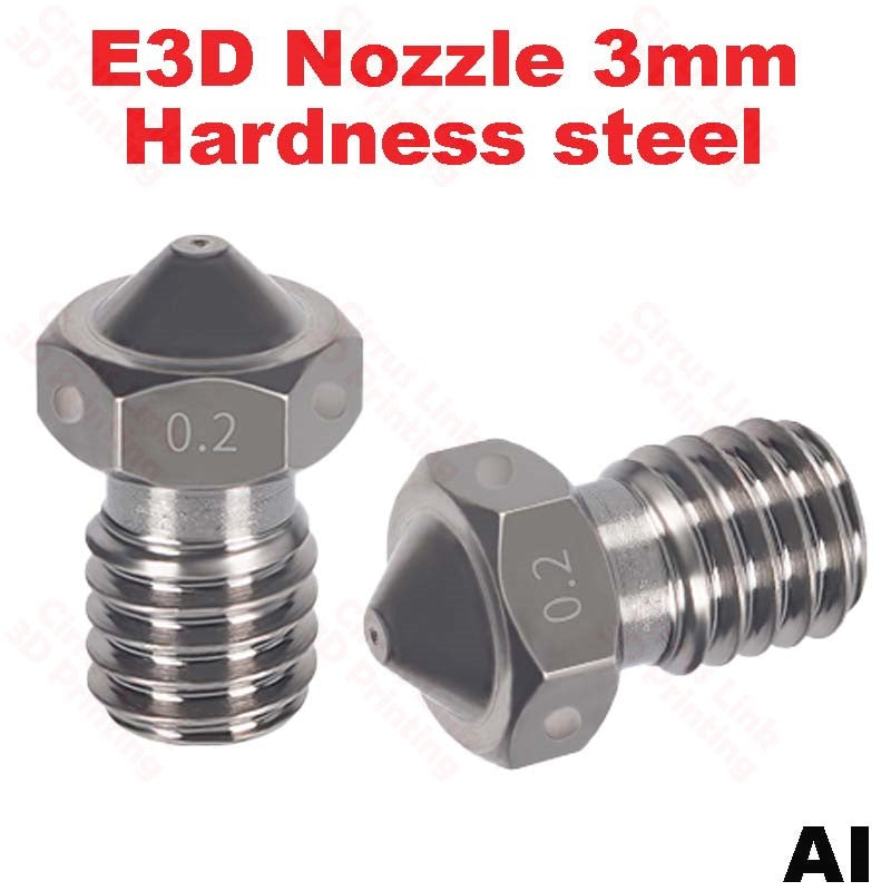 Maximize print quality and durability with our Hardened Steel Nozzle for E3D V5 V6. Threaded for M6 and compatible with 1.75/3mm filaments.