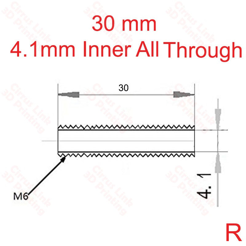 Throat MK8 All Threaded 26mm-50mm long - High-quality threaded throat for MK8 extruder, available in various lengths.