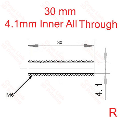 Throat MK8 All Threaded 26mm-50mm long - High-quality threaded throat for MK8 extruder, available in various lengths.