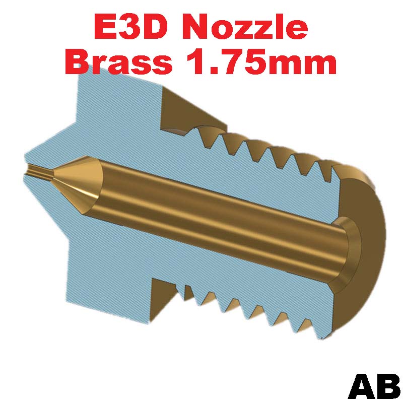 Nozzle E3D V5 V6 Brass M6 threaded nozzle for 1.75/3mm - High-quality brass nozzle for E3D V5 V6 hotends.