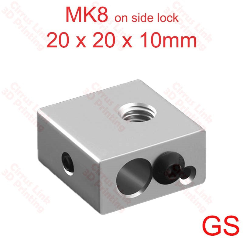 Heating Block MK8 with 20X20X10 mm dimensions - 3 variations available. Boost your SEO and enhance your heating equipment.